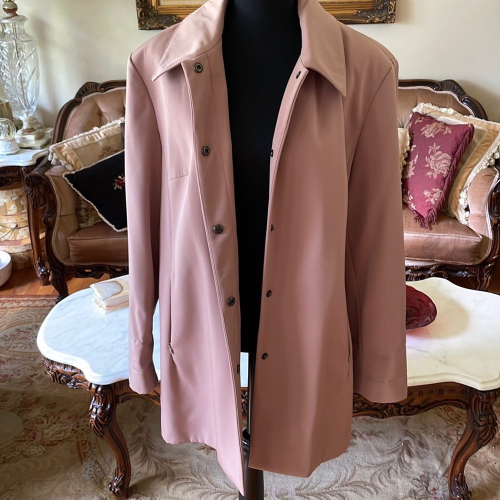 Anne Klein Rain Trench Coat Camel Snap Front XL